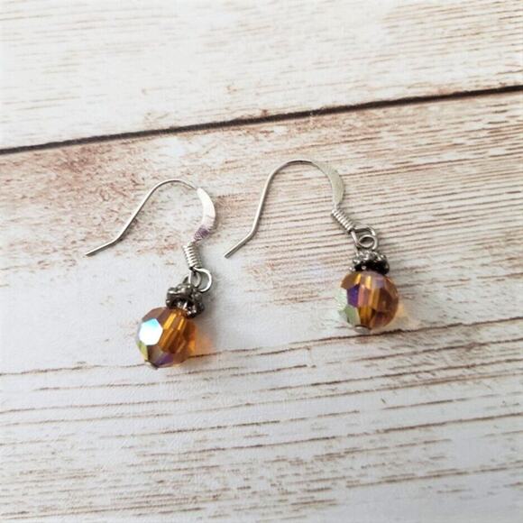 Crystal Collection Pre Owned Earrings Orange Drop Dangle Earrings - Picture 2 of 4